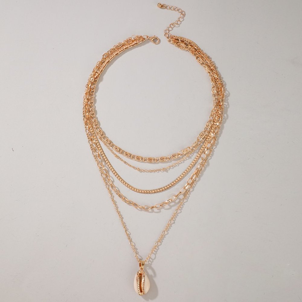 Layered Gold Shell Necklace - Picture 2 of 3